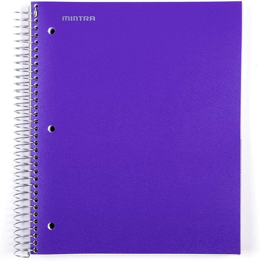 Mintra Office Durable Spiral Notebooks, 5 Subject (Purple, College Ruled 1pk)-DeskLoop Office