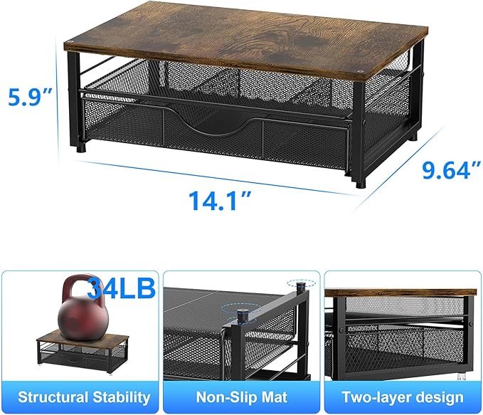 gianotter Computer Monitor Stand Riser, office organizer with Drawer, Office Organizers Storage for Classroom Office Supplies (Wood)-DeskLoop Office