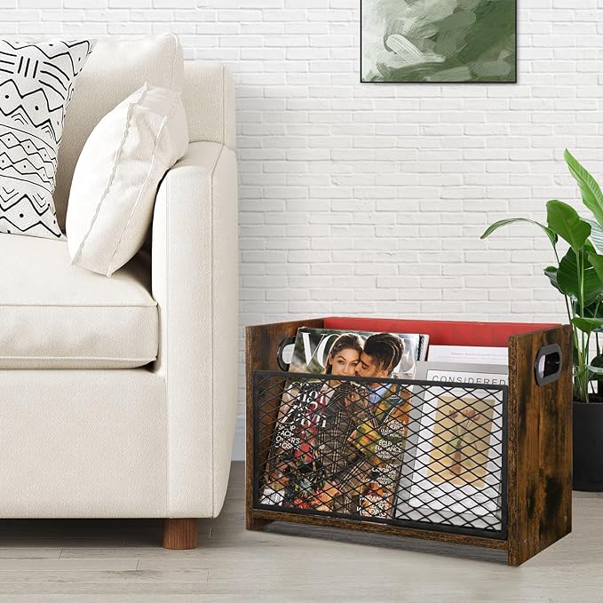 YINMIT Magazine Holder, Magazine Rack for Desktop and Home Office, Farmhouse File Storage Basket for Letters, Magazines, Books, Newspapers (Large)-DeskLoop Office