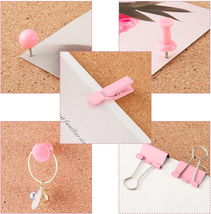 200 Pieces Pink Push Pins Thumb Tacks Cute Decorative Push Pins for Cork Board Bulletin Boards Wall Maps Pictures Office Supplies-DeskLoop Office