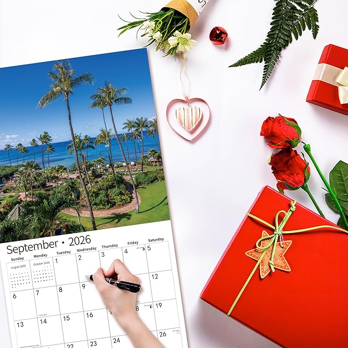 2026 Wall Calendar,Calendar 2026, July 2025 - December 2026, Wall Calendar Wild & Scenic Hawaii, 12" x 24" Opened,Full Page Months Thick & Sturdy Paper for Calendar Organizing & Planning-DeskLoop Office