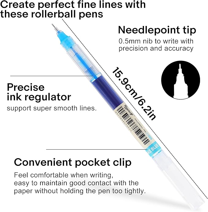 RIANCY Liquid Ink Rollerball Gel Pens, 0.5mm Extra Fine Point Tip, 24ct Assorted Colors, Smooth Writing No Smear No Bleed, Vibrant for Journaling, Drawing, Sketching, School Notes & Art Supplies-DeskLoop Office