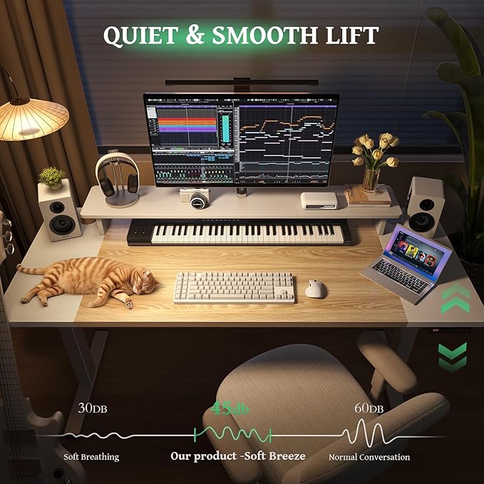 SIAGO Electric Standing Desk Adjustable - 55 x 24 Inch Sit Stand up Desk with Cable Management - 3 Memory Preset Adjustable Height Table-DeskLoop Office