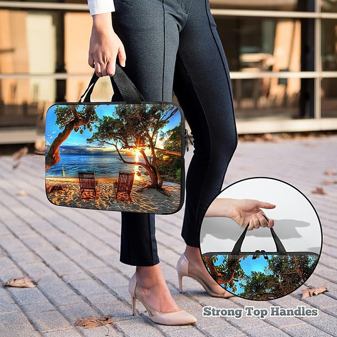 Laptop Sleeve Case Bag 15 inch, Sunset Tree Slim Carrying Case Durable Handbag Travel Laptop Bag for 15 inch MacBook Air M3/M2/15 Pro/Surface Laptop 7/6/5/4/3/ Dell XPS 15 Plus