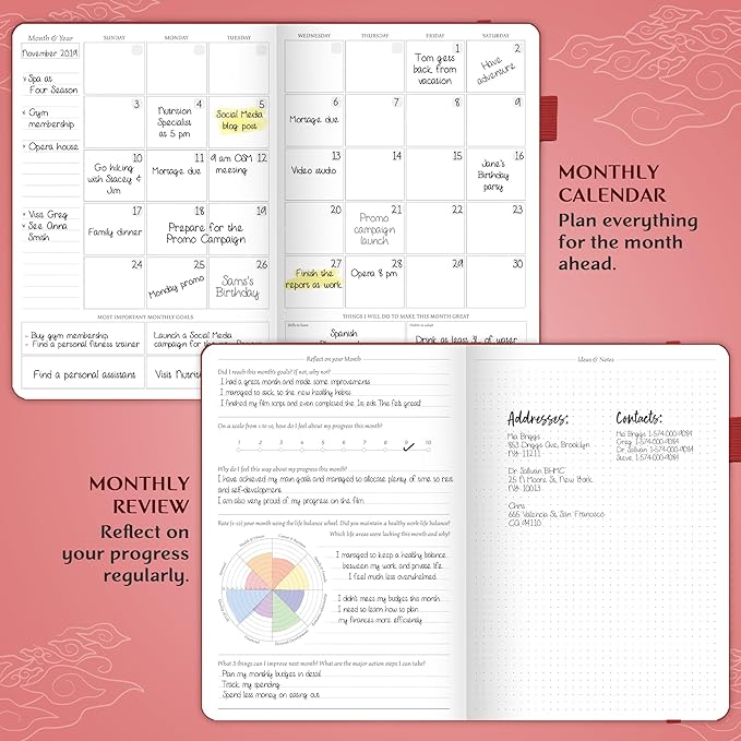 Legend Planner PRO – Deluxe Weekly & Monthly Life Planner to Increase Productivity and Hit Your Goals. Time Management Organizer Notebook – Undated – 7 x 10" Hardcover + Stickers – Wine Red-DeskLoop Office