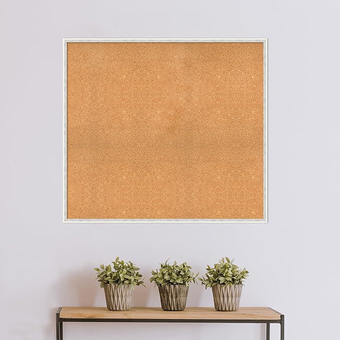 Amanti Art Natural Cork Board for Wall, 37x41 Vision Board with White Frame, Oversize Corkboard Office Decor for Home Organization, Modern Corkboard Pinboard to Display Items for Home Organization in-DeskLoop Office