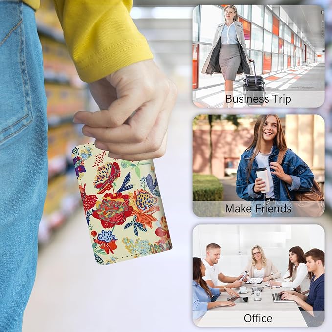 Business Card Holder,PU Leather Business Card Case Color Printing Pattern Card - Image 7