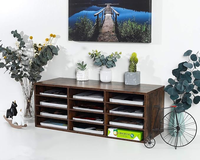 PAG Mail Sorter, Wooden Countertop Literature Organizer, Student & Desktop Bill - Image 6