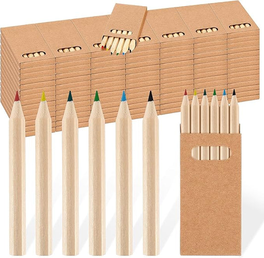 Faccito 100 Packs Mini Drawing Colored Pencils for Kids 3.5 Inch Portable Short Fat 6 Different color Pre Sharpened Pencils in Bulk for Children Painting Classroom School Supplies-DeskLoop Office