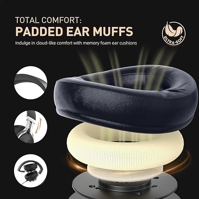 AILIHEN Wired Headphones with Microphone, Over-Ear Foldable Corded Head Phones with Volume Control 3.5mm Jack for Teens Adult Smartphones Chromebook (Red)-DeskLoop Office