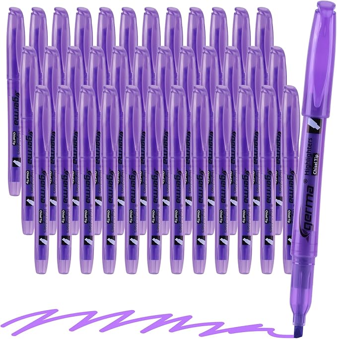 Purple Highlighters, 36 Pack, Chisel Tip Highlighter Pack, Quickly Drying, Perfect for Students Kids Adults Classroom, Office, School Supplies-DeskLoop Office