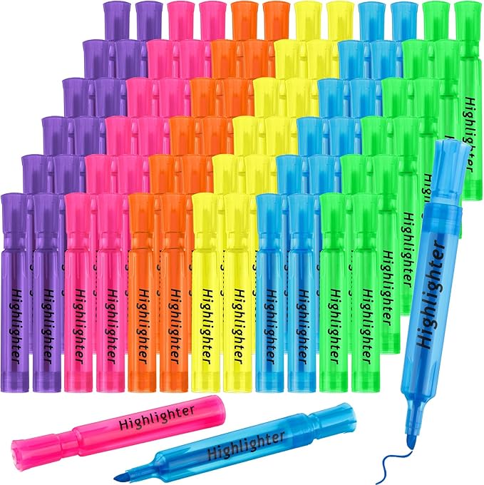 Teling 72 Pcs Highlighters Bulk Chisel Tip Tank Style Highlighters for School Classroom Assorted Color Fluorescent Pens for Office Shop-DeskLoop Office