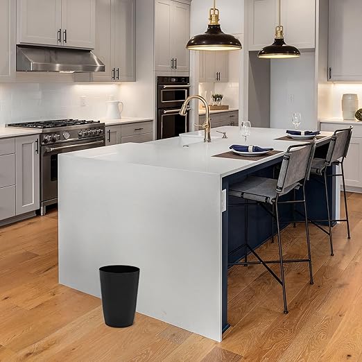 HOLDN’ STORAGE Small Trash Can - 1.58 Gallon Open Top Waste Bin, Compact Waste Can Perfect for Bathroom, Kitchen, Office, Dorm - Durable Garbage Can - Glossy Black-DeskLoop Office