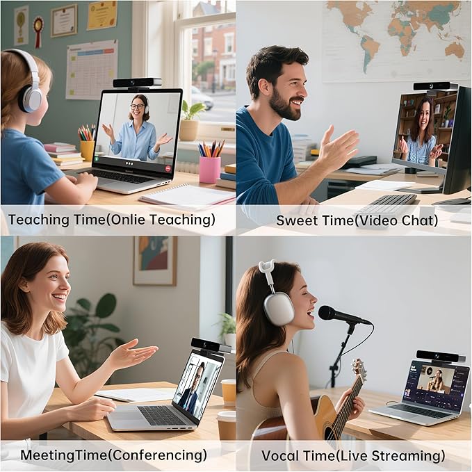 HORION 4K Webcam with Microphone, Auto Framing Camera for PC, 10X EPTZ Zoom, Plug & Play USB 3.0,Video with Dual AI Noise-Canceling Mic, for Video Conference, Streaming, PC/Mac/Linux, HC-5M-DeskLoop Office