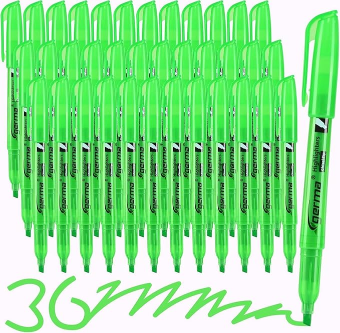 Highlighters 36 Pack, Chisel Tip Green Highlighter Bright Colors,Quickly Drying, Perfect for Students Kids Adults Classroom, School, Office-DeskLoop Office