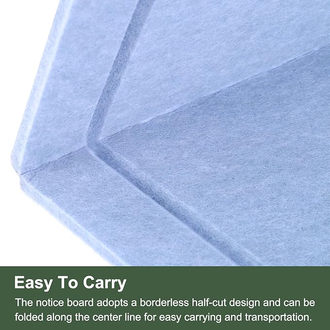 YOKIVE Felt Bulletin Board, 48 x 36 -Inch Foldable Decorative Pin Board Self Adhesive Felt Cork Board with 20 Pushpins, Great for Wall, Photo Display, Paste Note, Schedule(Blue)-DeskLoop Office