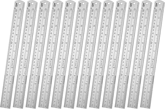 ZZTX Ruler Metal Straight Edge Stainless Steel Ruler 12 Inch Ruler Set Rulers Bulk 12 Pack-DeskLoop Office