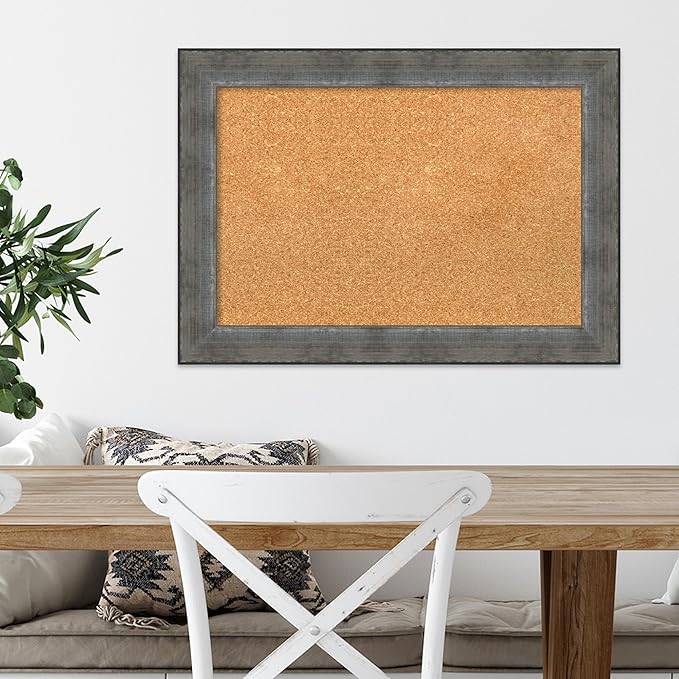 Amanti Art Natural Cork Board for Wall, 20x28 Vision Board with Silver Wood Frame, Medium Corkboard Office Decor for Home Organization, Casual Corkboard Pinboard to Display Items for Home-DeskLoop Office