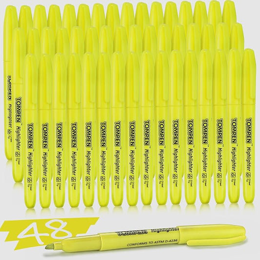 Highlighters Yellow 48 Pack – Bulk Chisel Tip High lighter Marker Set for School, Office, Bible Study, Journaling – Smear-Free, Quick Dry Ink – Fluorescent Pens for Teachers & Students-DeskLoop Office