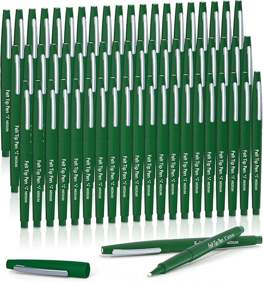 Lelix Felt Tip Pens, 60 Green Pack, 0.7mm Medium Point, Felt Tip Markers Pens for Journaling, Writing, Note Taking, Planner, Perfect for School Office and Art Supplies-DeskLoop Office