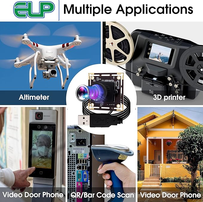 ELP 16MP Wide Angle USB Camera Module for Raspberry Pi and Computer 4K Mini UVC USB2.0 Video Webcam Board with 118degree No Distortion Lens IMX298 Industrial PC Lightburn Camera for Laptop,Jetson Nano-DeskLoop Office