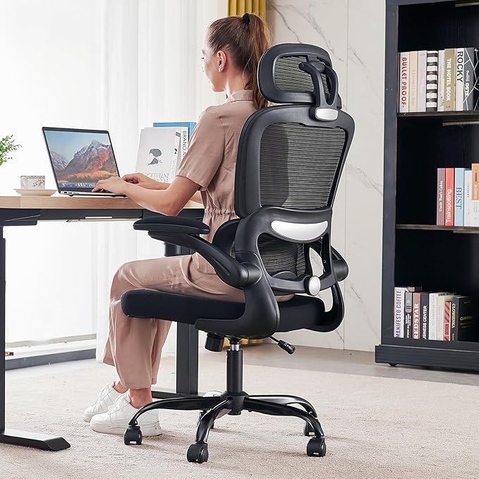 TRALT Office Chair Ergonomic Desk Chair, 330 LBS Home Mesh Office Desk Chairs with Wheels, Comfortable Gaming Chair, High Back Office Chair for Long Hours (Black)-DeskLoop Office