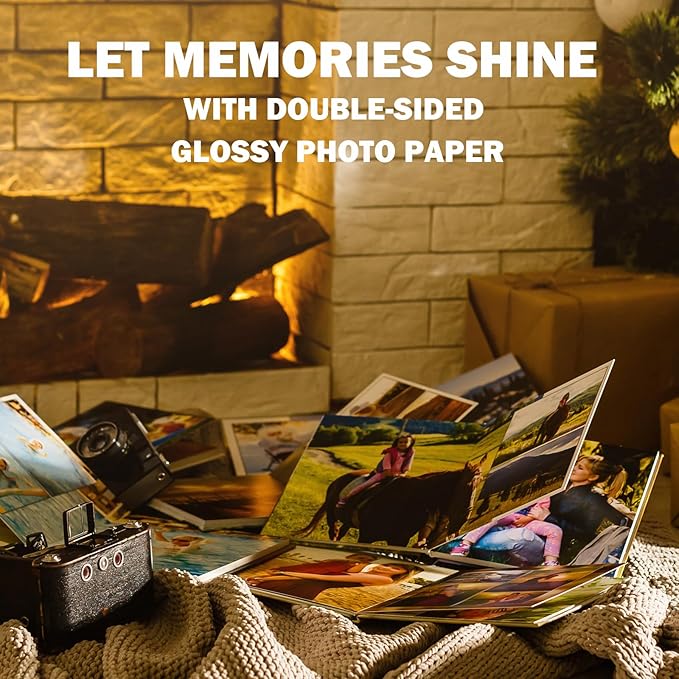 Double Sided Glossy Photo Paper 4x6, Thick Glossy Paper for Cardstock, 100 Sheets 61lb for Inkjet Printer