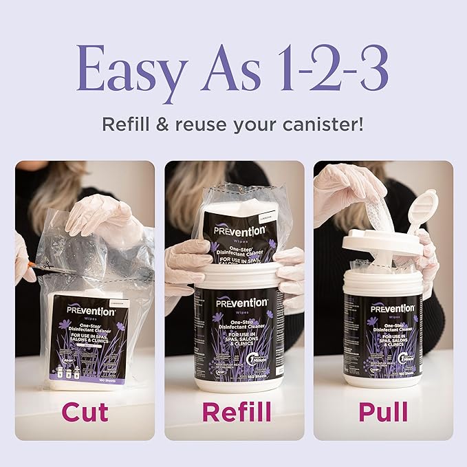 Prevention All Purpose Disinfecting Wipes – Cleaning Wipes Canister, Bulk Cleaner Towelettes for Salons, Spas, Clinics, Studios – Hospital Grade Surface Sanitizing – 160 Count per Refill Bag (6 Pack)-DeskLoop Office