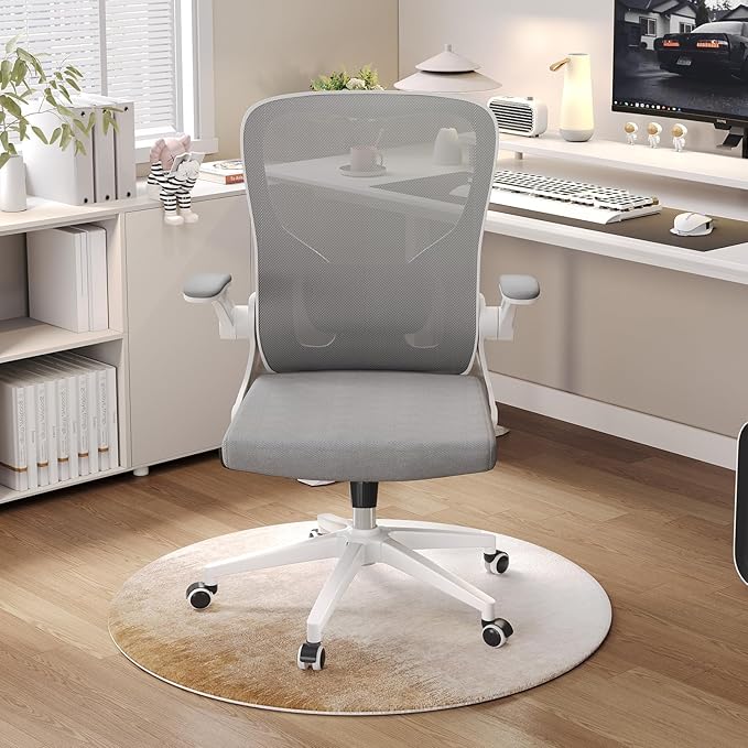 Ergonomic Office Chair, High-Back Mesh Computer Desk Chair with Adjustable Height, Lumbar Support, Flip-Up Armrests,headrest,and Swivel Rolling Design for Home and Office Use