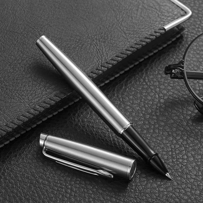 Rollerball Pen Fine Point Gel Black Ink Smooth Writing,Luxury Rollerball Pen with Chrome Finish Fancy Pen Gift Set for Executive Business Office School,Professional,Executive Pen G3 (Silver)-DeskLoop Office