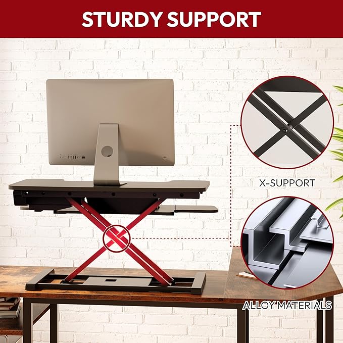 SANODESK 32" Electric Standing Desk Converter,Height Adjustable Riser for Office Home, Monitor and Laptop Workstation with Large Keyboard Tray,Black Color-DeskLoop Office