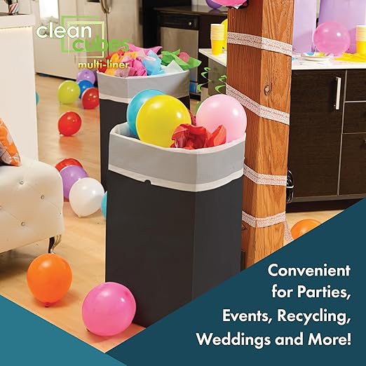 | 30 Gallon Multi-Liner Disposable Trash Cans (3-Pack) - Reusable Garbage and Recycling Bins for Parties, Events, and More (Black)-DeskLoop Office