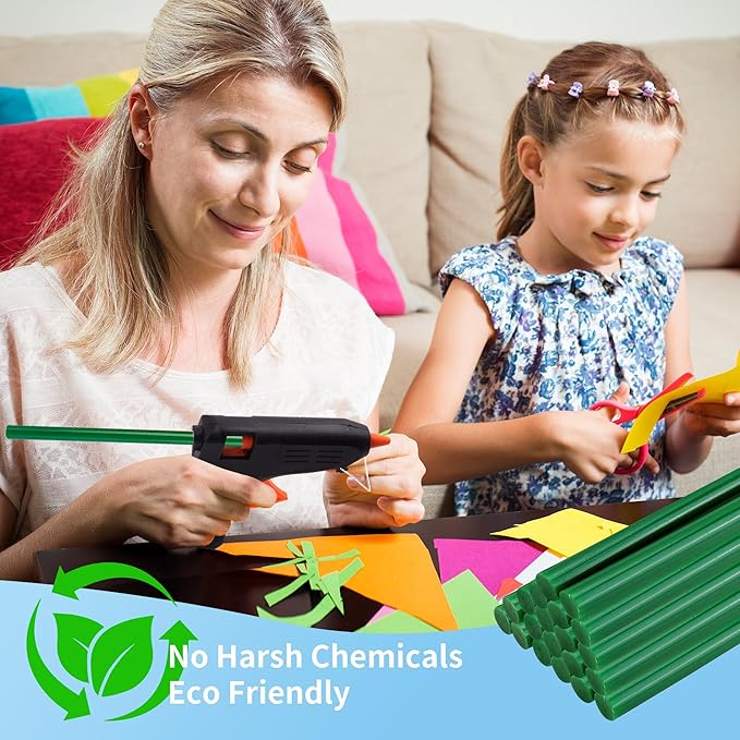 Green hot Glue Sticks Full Size 0.43” Dia x 8” Long, 52 pcs Hot melt Adhesive Glue Sticks, All-Purpose Colored Glue Gun Sticks for Christmas Decoration DIY Crafts Arts School Repair Bonding-DeskLoop Office