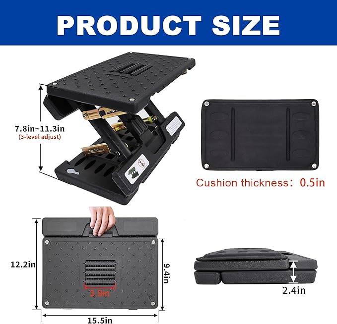 Adjustable Foot Rest and Footstool Under Desk, Ergonomic Leg Rest with Massage Roller, Height & Angle Adjustable, Detachable Cushion for Office and Home (Black)-DeskLoop Office