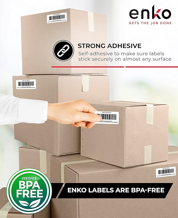 enKo (6 Rolls / 6000 Labels) 30334 Dymo Compatible Multipurpose Barcode (1-1/4" x 2-1/4")-DeskLoop Office