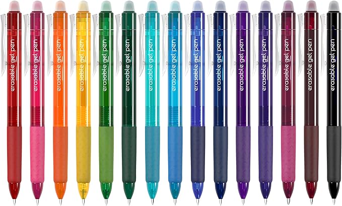 Vanstek 15 Colors Retractable Erasable Gel Pens Clicker, Fine Point(0.7), Make Mistakes Disappear, Premium Comfort Grip for Drawing Writing Planner and School Supplies-DeskLoop Office