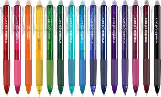 Vanstek 15 Colors Retractable Erasable Gel Pens Clicker, Fine Point(0.7), Make Mistakes Disappear, Premium Comfort Grip for Drawing Writing Planner and School Supplies-DeskLoop Office