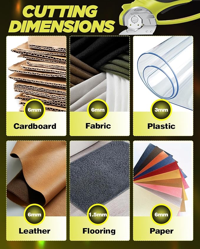 Saker Electric Box Cardboard Cutter,Cordless Elwetric Scissors for Fabric Leather Paper Plastic - Card Board Cutter Tool with 4V Recharged Battery - Safety Lock and LED Light for Cutting,Green-DeskLoop Office