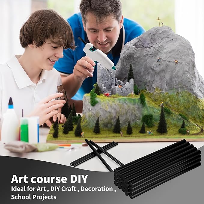 MATUFF Black Hot Glue Sticks Full Size 0.43” Dia x 8” Long, 20 pcs Hot melt Adhesive Glue Sticks, All-Purpose Glue Gun Sticks for DIY Black Crafting Arts and Wedding Cards, Stamp Sealing-DeskLoop Office