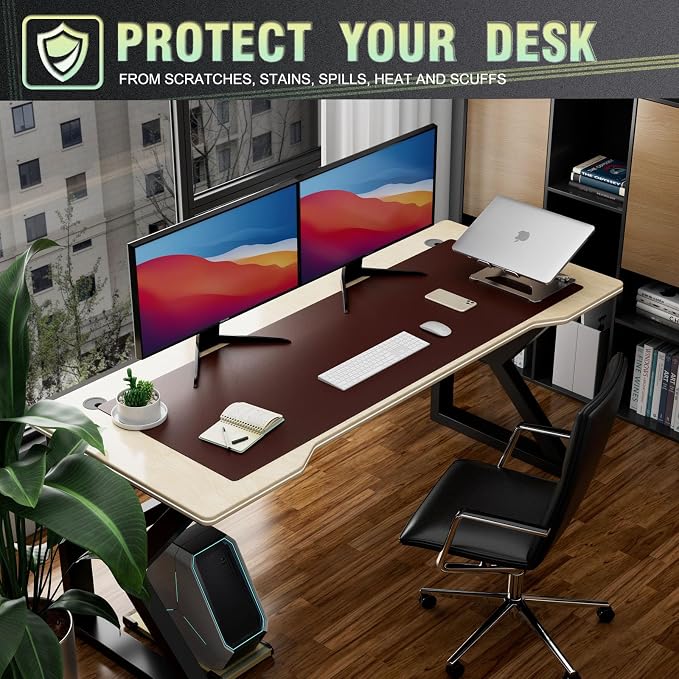 K KNODEL Large Office Leather Desk Mat, Mouse and Keyboard Pad, Computer and - Image 6