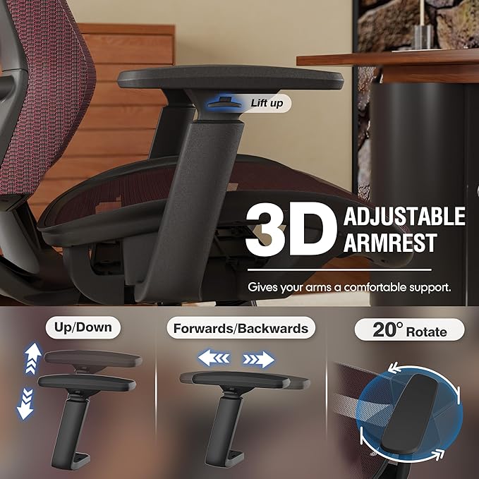 ELABEST T96 Mesh Office Chair,Ergonomic Computer Desk Chair,Sturdy Task Chair- Adjustable Lumbar Support & Armrests,Tilt Function,Comfort Wide Seat,Swivel Home Office Chair-DeskLoop Office