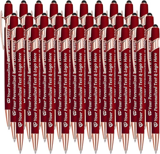 STREADVE Personalized Custom Pens 30 Engraved Writing Pen with Name Logo, Customized Promotional Items Stylus Pen Gifts for Communion Wedding Men Women Realtor Business, Deep Red-DeskLoop Office