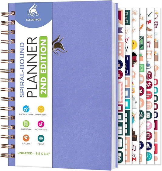 Clever Fox Planner 2nd Edition Spiral – Colorful Weekly & Monthly Goal Planner, Time Management & Productivity Organizer, Undated (Lavender)-DeskLoop Office