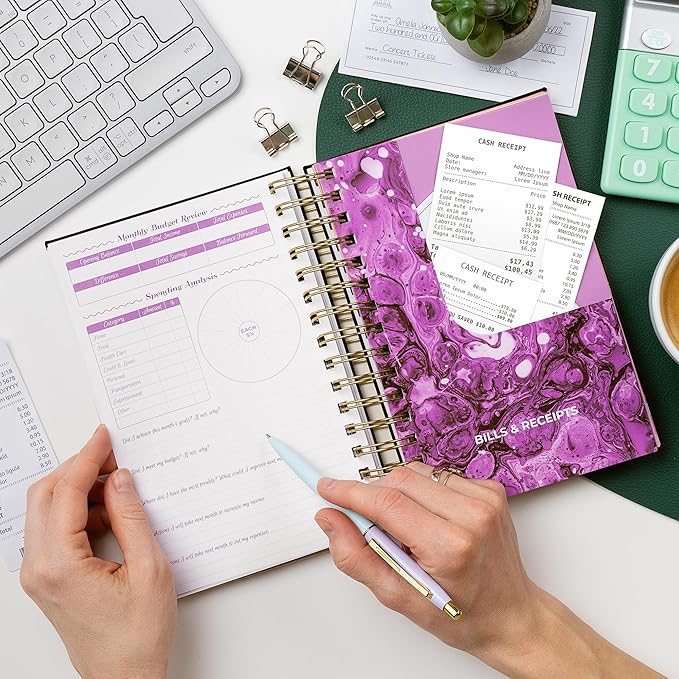 GoGirl Budget Planner & Monthly Bill Organizer – Monthly Financial Book with Pockets. Expense Tracker Notebook Journal, Compact (Black)-DeskLoop Office