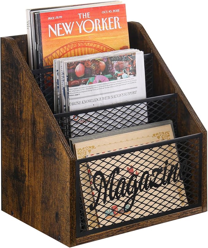 YINMIT Magazine Holder, Stepped 3 Tier Magazine Rack Floor, Magazine Storage Basket, Folder Organizer Bin for Magazines,Books,Newspapers,Tablets-DeskLoop Office