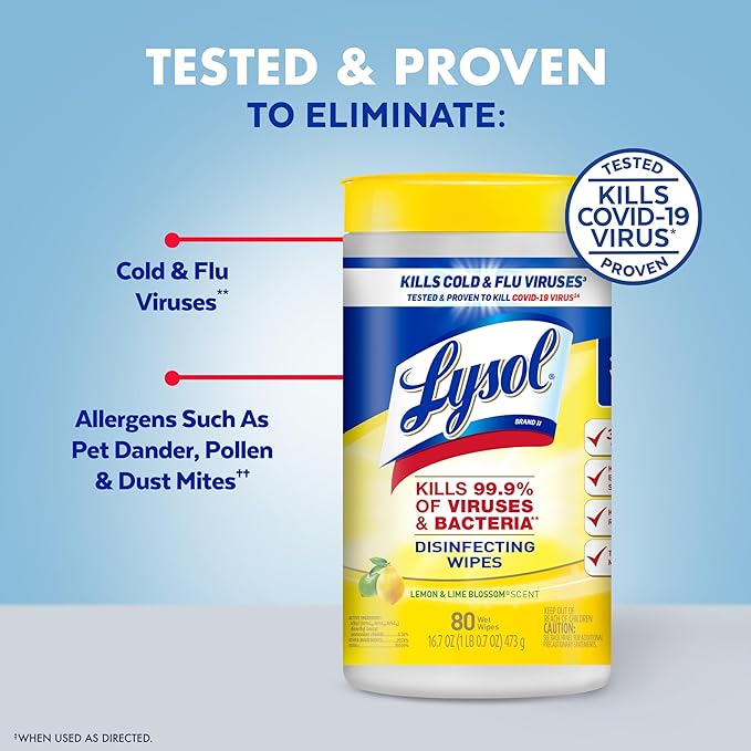Lysol Disinfecting Wipes Bundle, Home Apartment Dorm Room Essentials and Cleaning Supplies, All Purpose Cleaner, Multi-surface Cleaning Wipes, Multi-Scent Sanitizing Wipes Bundle, 80 Count (4pk)-DeskLoop Office