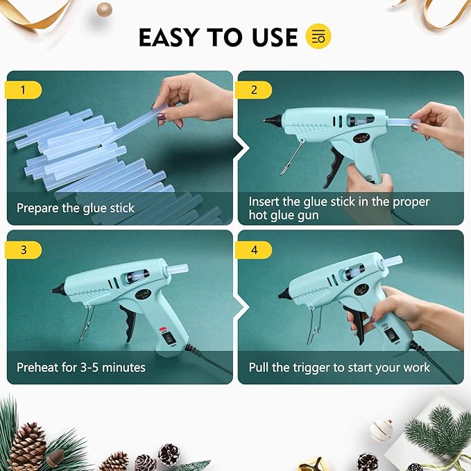 200-Pack Full Size Hot Glue Sticks, Magicfly 4 Inch Long X 0.43 Inch Diameter Hot Melt Glue Gun Sticks, Compatible with Most Glue Guns, for DIY Craft Projects and Sealing-DeskLoop Office