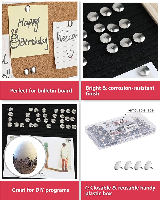 PAPERPAL 500 Standard Thumbtacks for Cork Board, Flat Thumb Tacks for Posters, Bulletin Board Tacks, Metal Pushpins for Office School & Personal Use-DeskLoop Office