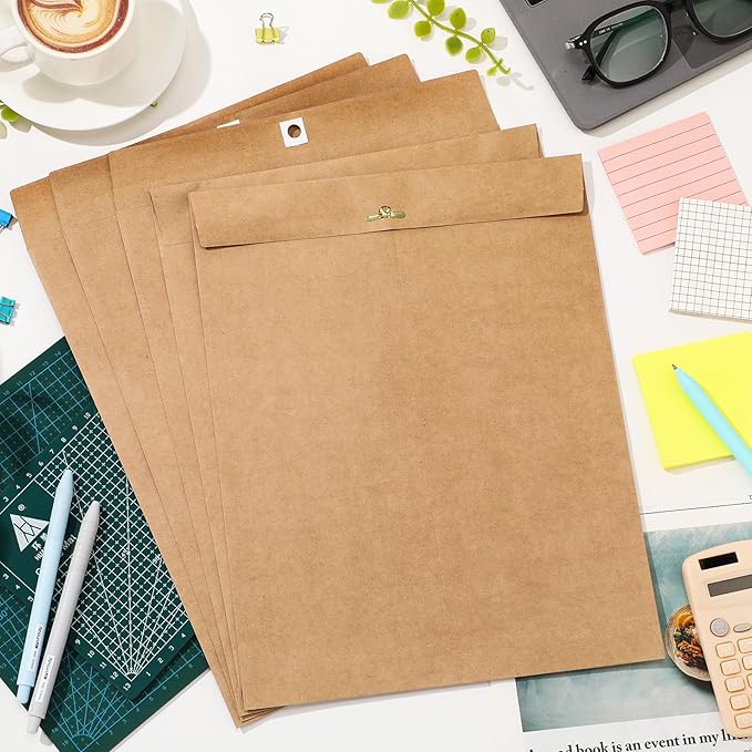 Teling 50 Pcs Manilla Envelopes Clasp Kraft Catalog with Closure for Storing Mailing 28 lb Kraft Envelope Paper for Office Document School Business Home(Brown,10 * 13)-DeskLoop Office