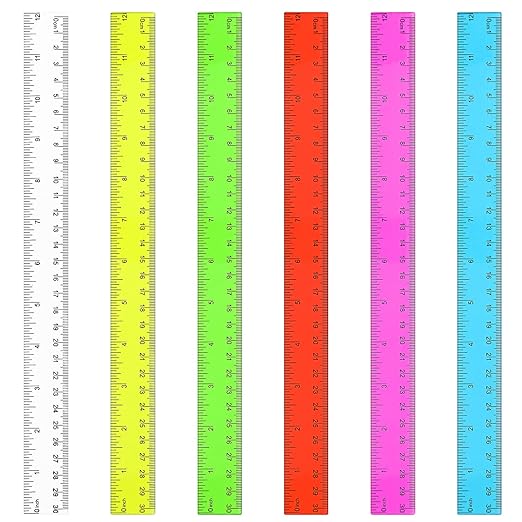 Zonon 30 Pcs 12 Inch Plastic Ruler Assorted Colors Ruler Bulk with Centimeters Millimeter and Inches Rulers First Day of School Gift for Kids School Classroom Office Supplies(Bright Color,Plastic)-DeskLoop Office